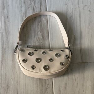 Cream Shoulder Bag with Silver Accents